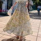 Cold Shoulder Short-sleeve Top / Maxi A-line Skirt