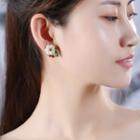 Flower Rhinestone Stud Earring 1 Pair - 925 Sterling Silver 18k Gold - One Size