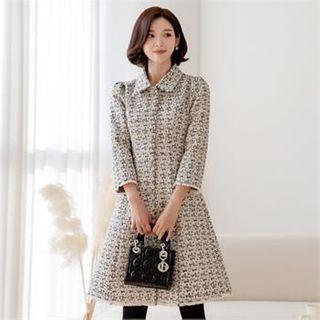 3/4-sleeve Tweed Coatdress