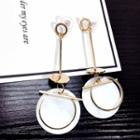 Shell Disc Dangle Earring 1 Pair - White & Gold - One Size