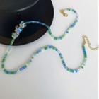 Butterfly Faux Crystal Necklace Necklace - Blue & Green - One Size
