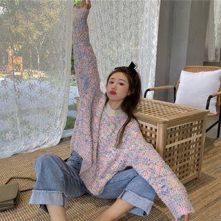 Long-sleeve Open Knit Top As Shown In Figure - One Size