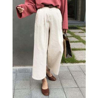 Pintuck-front Wide-leg Pants