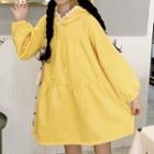Ear Accent A-line Mini Hoodie Dress Yellow - One Size