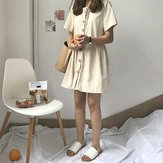 Loose-fit High-waist Short Sleeve Dress