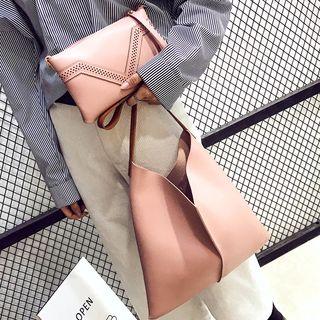 Set: Faux Leather Tote Bag + Clutch