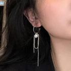 Faux Crystal Chained Fringed Earring 1 Pair - Silver Needle - Stud Earring - As Shown In Figure - One Size