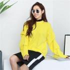 Crew-neck Shirred-sleeve T-shirt