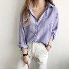 Drop-shoulder Linen Shirt