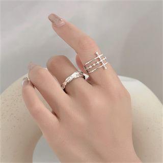 Wavy / Cross Sterling Silver Ring
