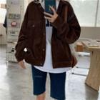 Corduroy Button Jacket Coffee - One Size