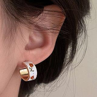 Flower Glaze Alloy Open Hoop Earring