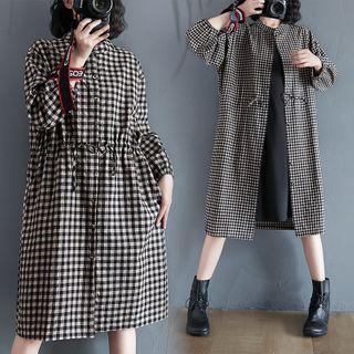 Tie-waist Gingham Midi A-line Dress