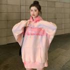 Lettering Dye Print Oversize Hoodie Pink - One Size