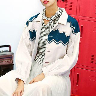 Embroidered Panel Long-sleeve Cropped Jacket