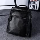 Faux Leather Square Backpack Black - One Size