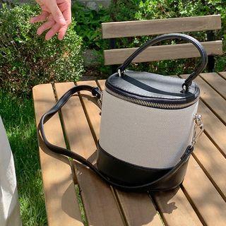 Two-tone Cylinder Bucket Bag