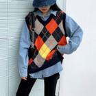 Argyle Knit Vest Argyle - Multicolor - One Size
