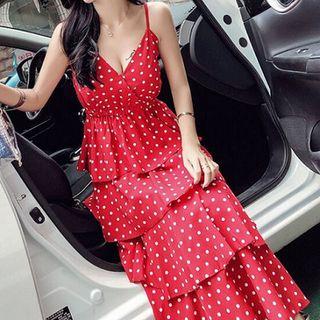 Polka Dot V-neck Sleeveless Dress