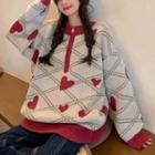 Argyle Heart Print Sweater