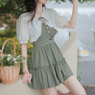 Set: Plain Swim Dress + Top