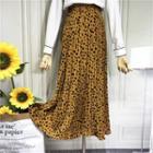 High-waist Leopard Print Chiffon Dress