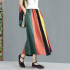 Color Panel Mid A-line Skirt Multicolor - One Size