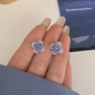 Flower Resin Earring 1 Pair - S925 Silver - Stud Earring - Blue - One Size