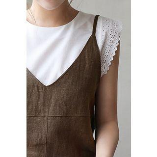 Eyelet-lace Trim Sleeveless Top