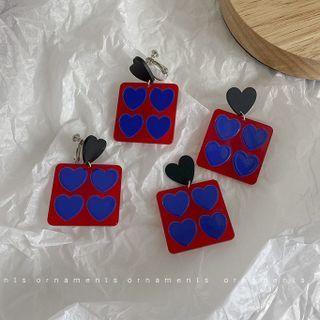 Square Heart Acrylic Dangle Earring