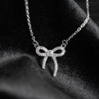 Rhinestone Bow Pendant Necklace 1 Pc - Rhinestone Bow Pendant Necklace - One Size