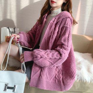 Hooded Cable Knit Zip Jacket