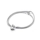 Simple And Fashion Heart-shaped 316l Stainless Steel Double-layer Bracelet Silver - One Size