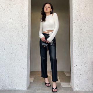Faux Leather Crop Straight Leg Pants