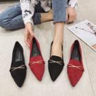Pointy-toe Buckle Flat Loafers