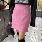 Woolen Tweed A-line Miniskirt