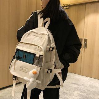 Mesh Panel Front Pocket Nylon Backpack