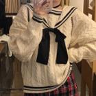 Sailor Collar Sweater / Plaid Mini Skirt / Set