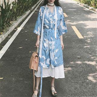 3/4-sleeve Printed Chiffon Jacket