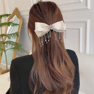Bow Rhinestone Fringed Hair Clamp