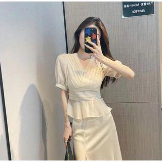 Short-sleeve Blouse / Midi Mermaid Skirt