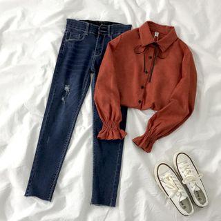 Bell-sleeve Shirt / Skinny Jeans