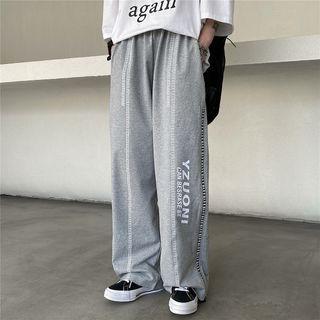 Lettering Zip-side Sweatpants