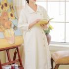 Collared 3/4-sleeve A-line Tweed Dress
