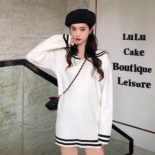 Sailor Collar Mini Sweater Dress