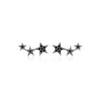 Sterling Silver Simple Fashion Star Stud Earrings With Black Cubic Zirconia Silver - One Size