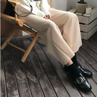 Ribbed Wide-leg Cropped Pants