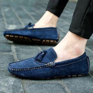 Tasseled Genuine-leather Flat Loafers