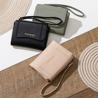 Lettering Leaf Embroidered Trifold Wallet