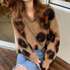 Leopard Print Sweater Leopard - Khaki - One Size